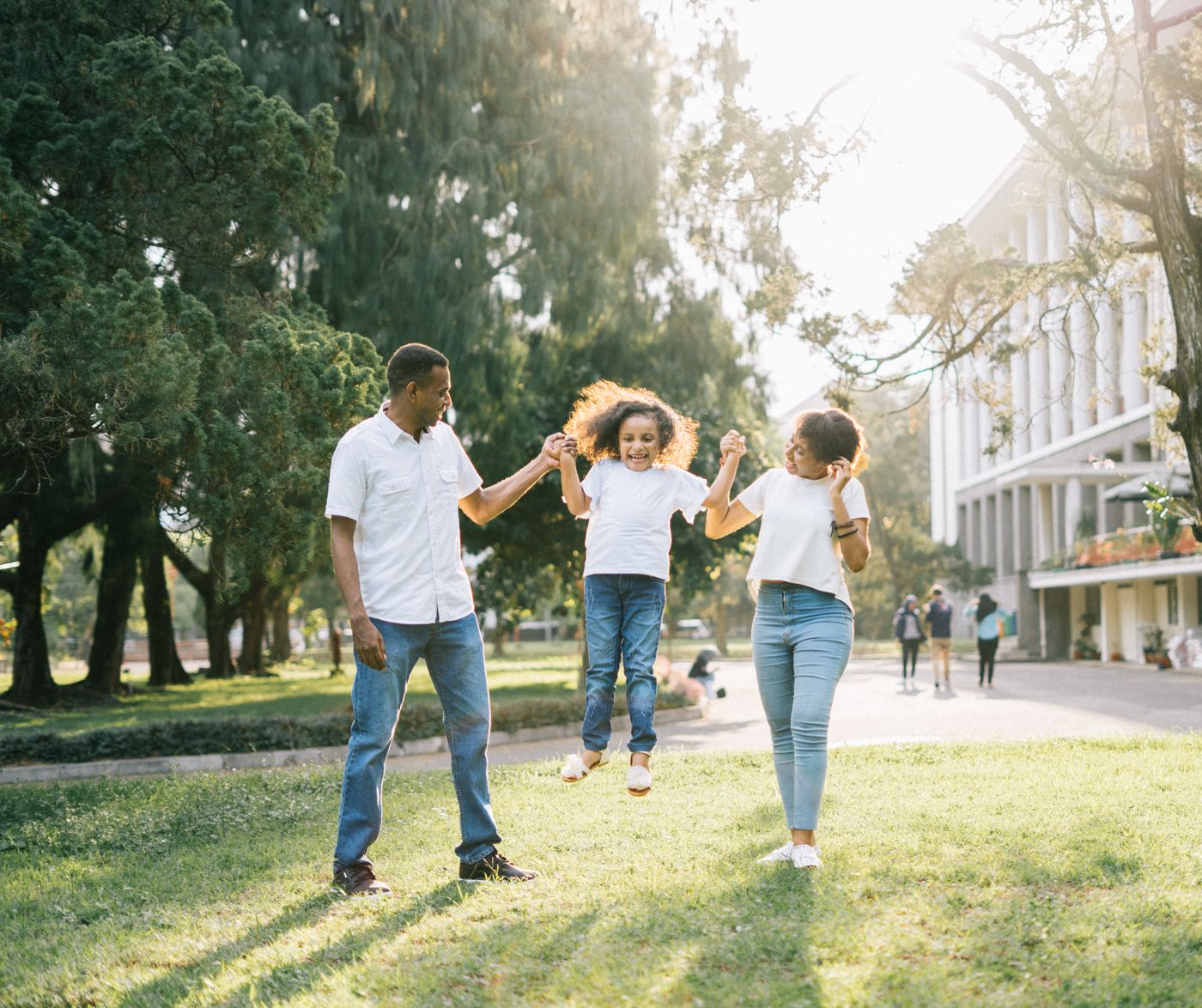 A family spending time together outdoors in Northern Virginia